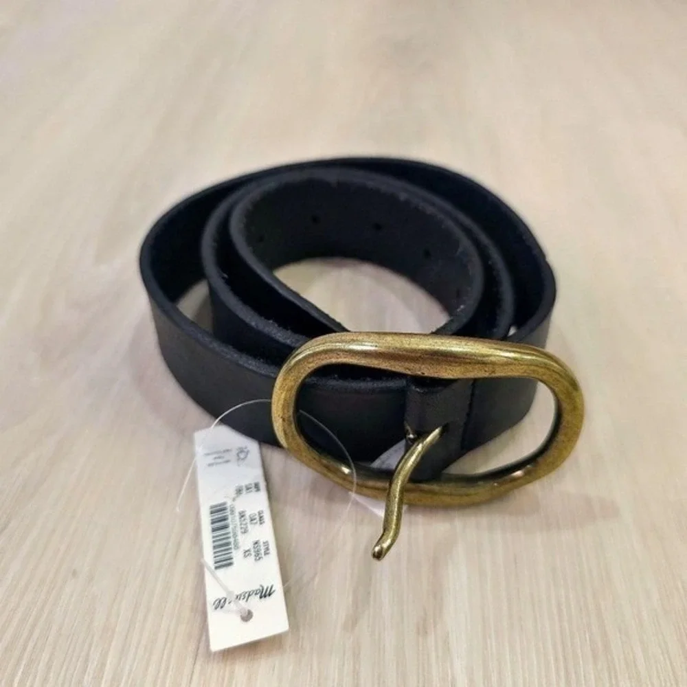 Madewell Women's Black Belt Oval Buckle Belt - Size XS